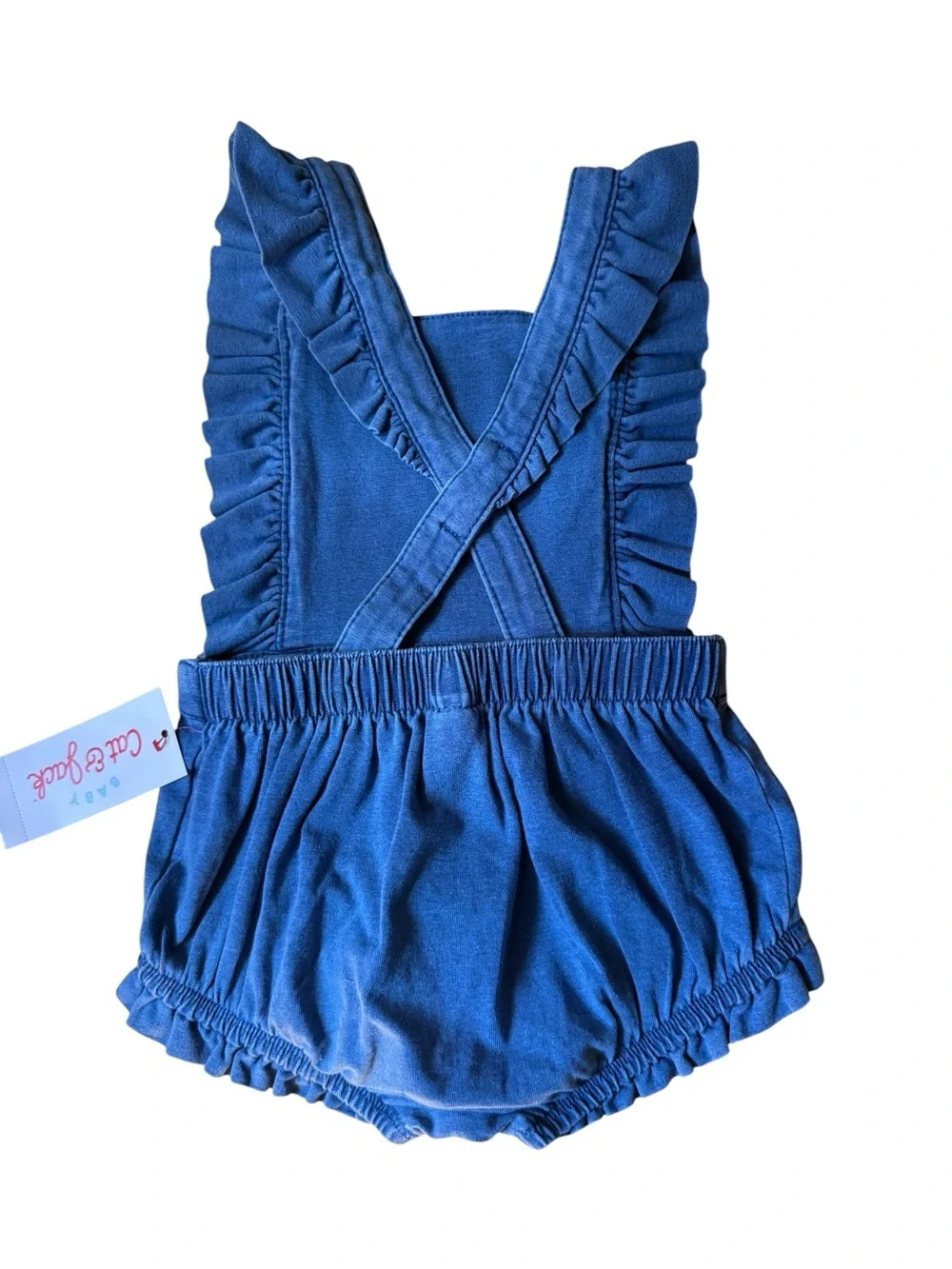 Cat & Jack New NWT Girls 18 Months Blue Denim‑Inspired Ruffled One‑Piece Romper